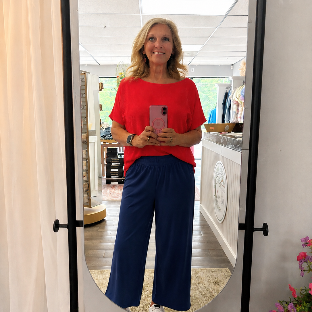 FIRECRACKER RED OVERSIZED CREPE HACCI TOP