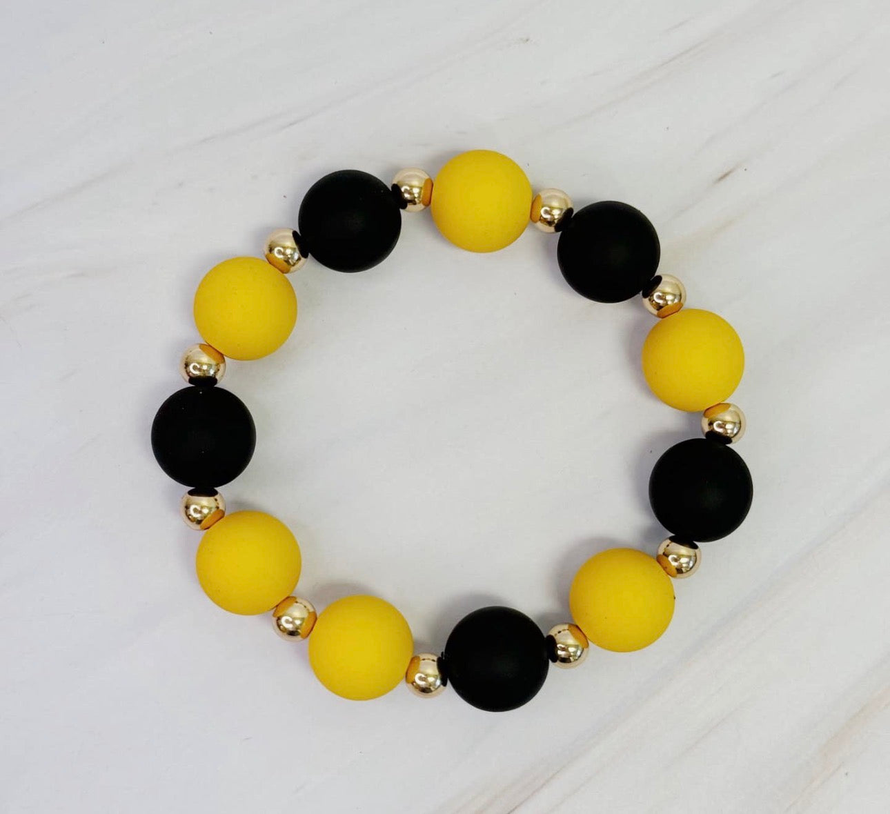 YELLOW JACKET BEADED STRETCH BRACELET