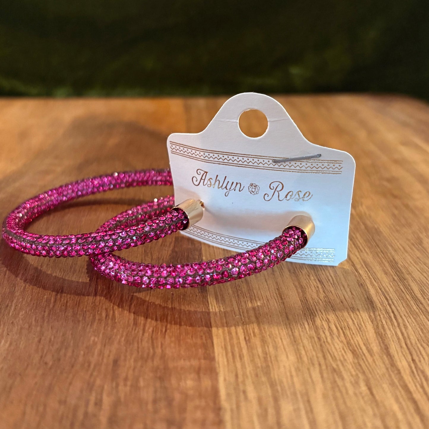 EARRINGS-LET'S GO GIRLS PINK CRYSTAL HOOP