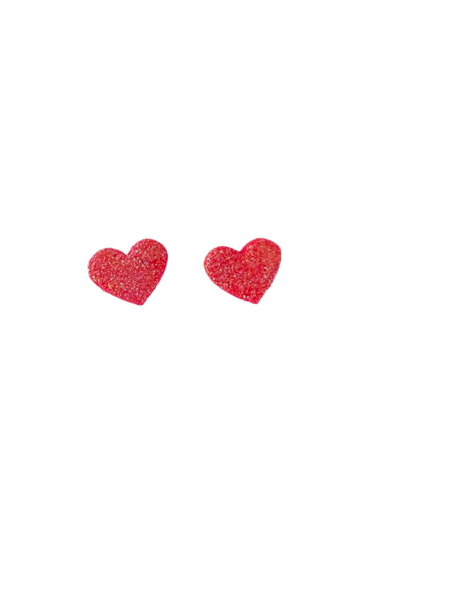 EARRINGS-RED/PINK HEART STUD