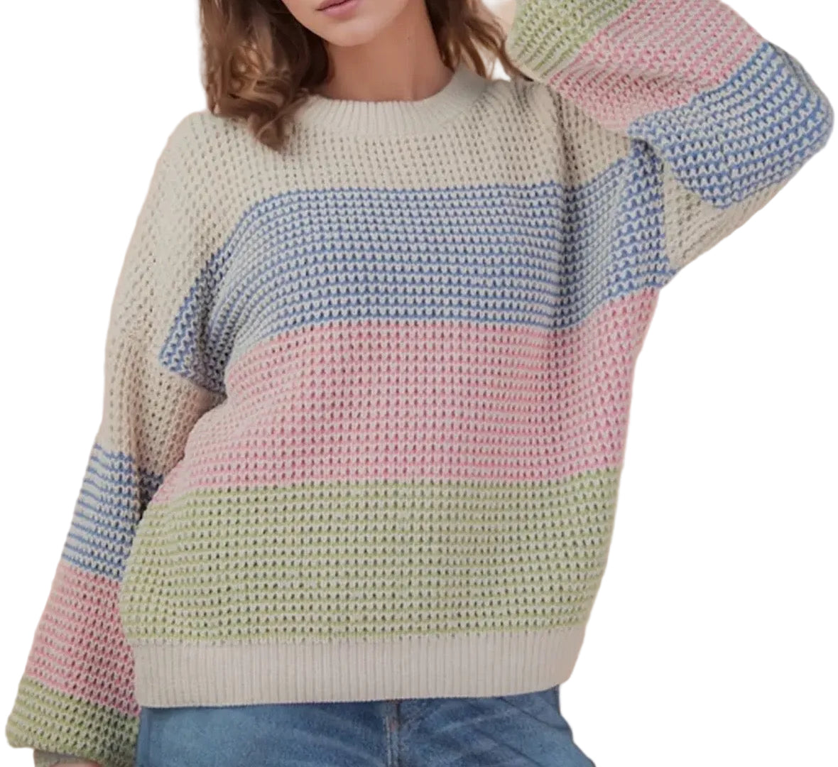 PASTEL COLORBLOCK OVERSIZED SWEATER