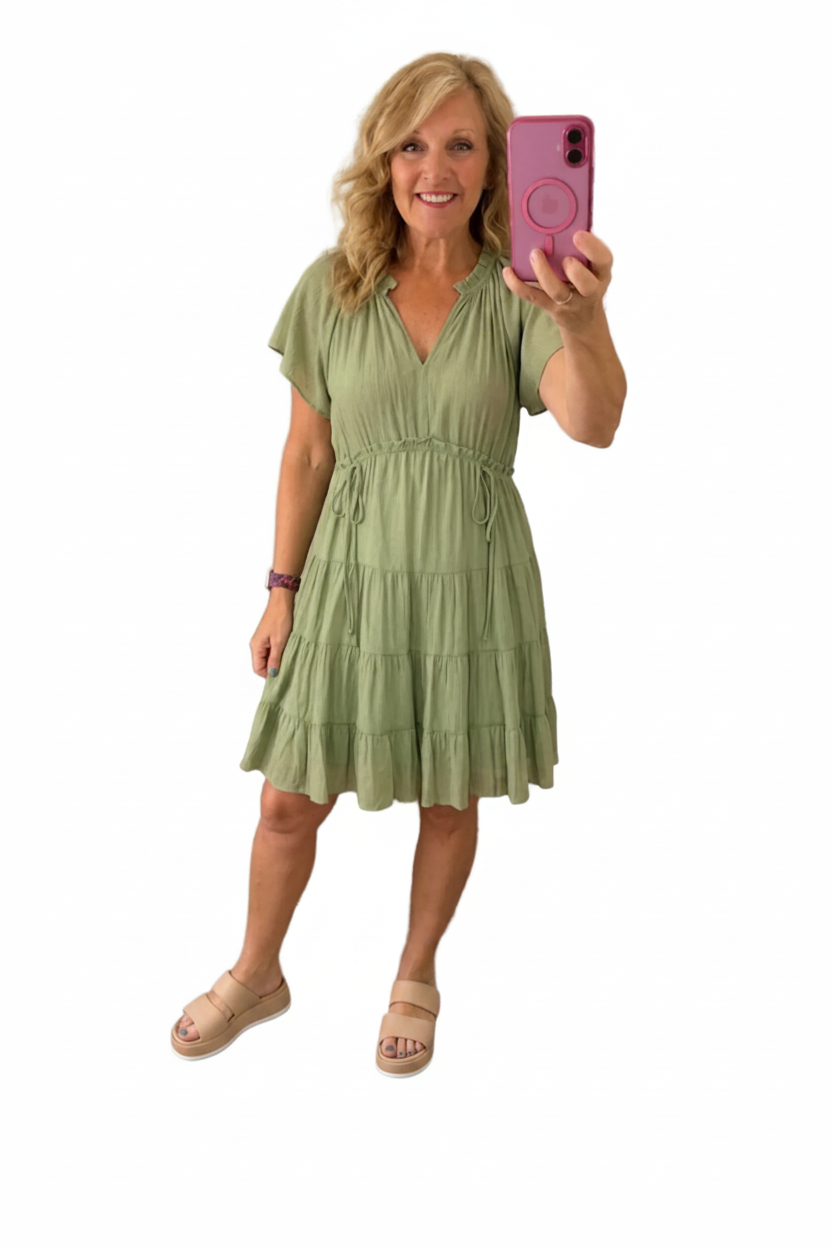 FRESH PICKED GREEN TIRED DRESS