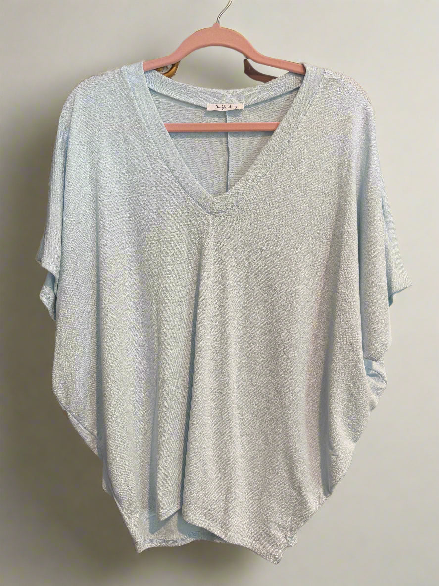 V-NECK COCOON TOP ICE WATER