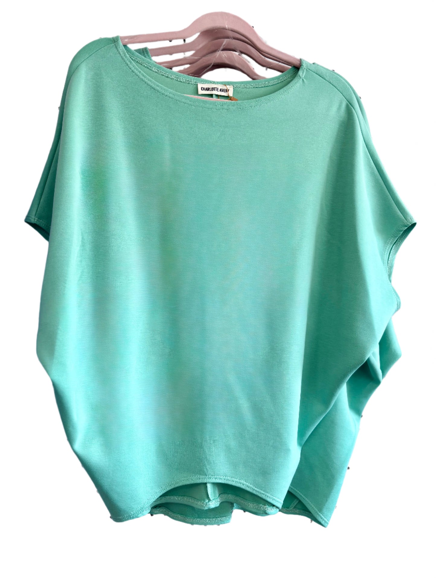 SHORT SLEEVE DOLMAN TOP-PISTACHIO