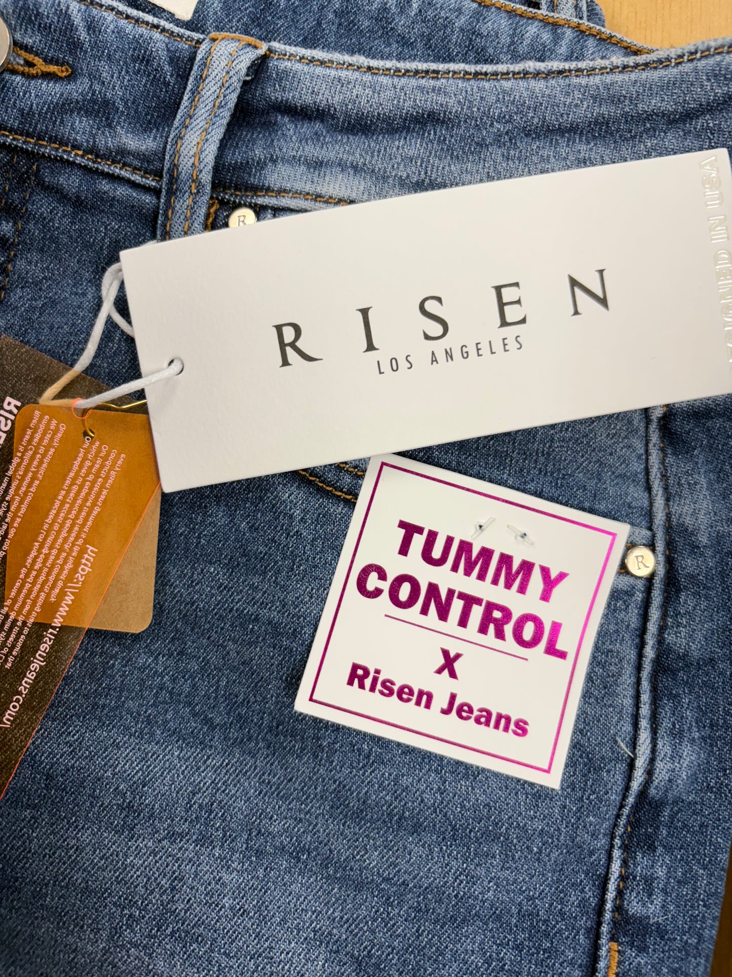 RISEN TUMMY CONTROL HIGH RISE CROP STRAIGHT JEANS