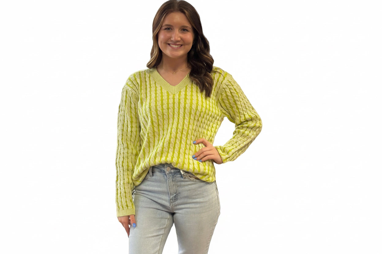 CREAM & LIME SWEATER