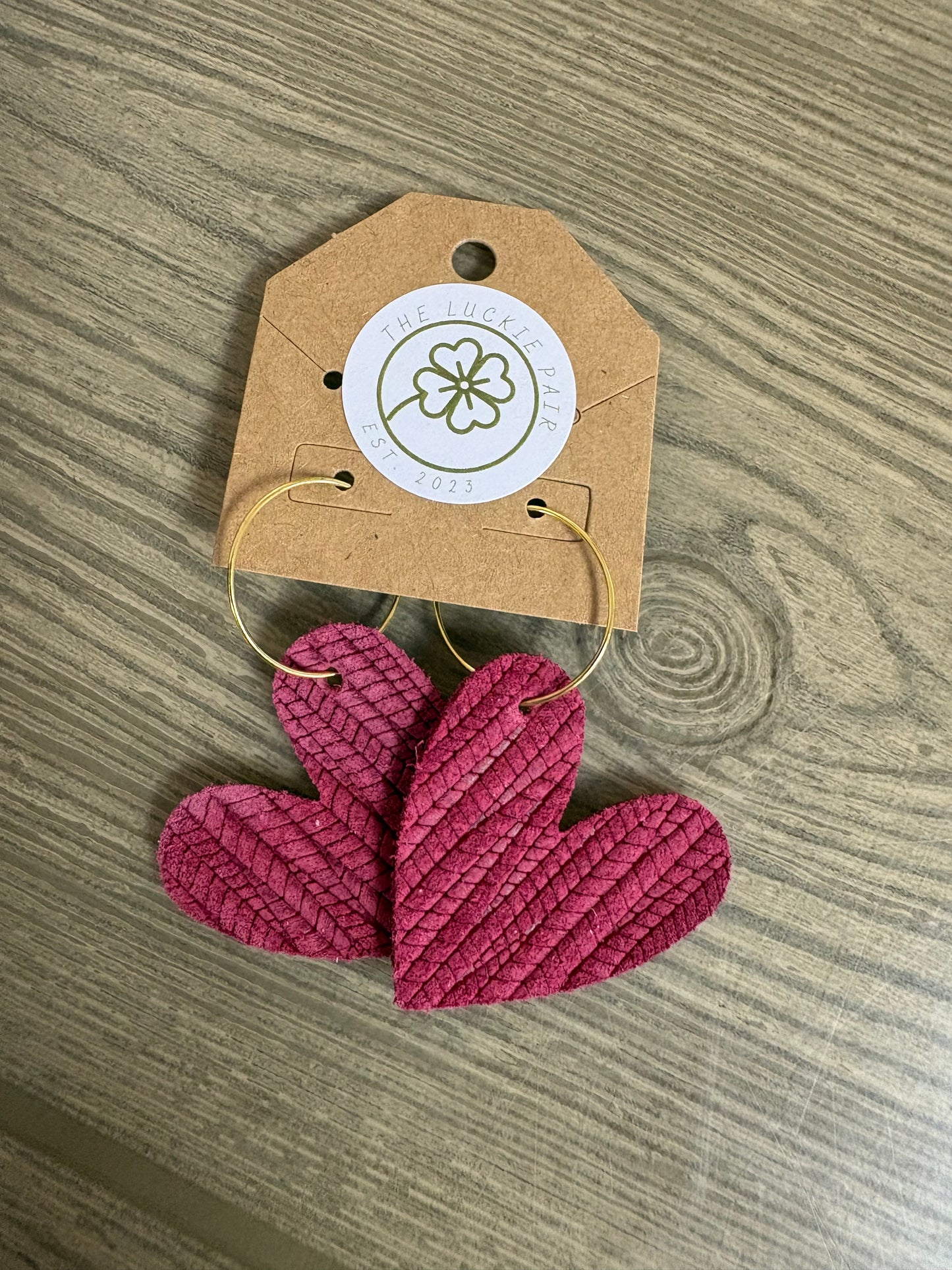 EARRINGS: LEATHER RED HEARTS