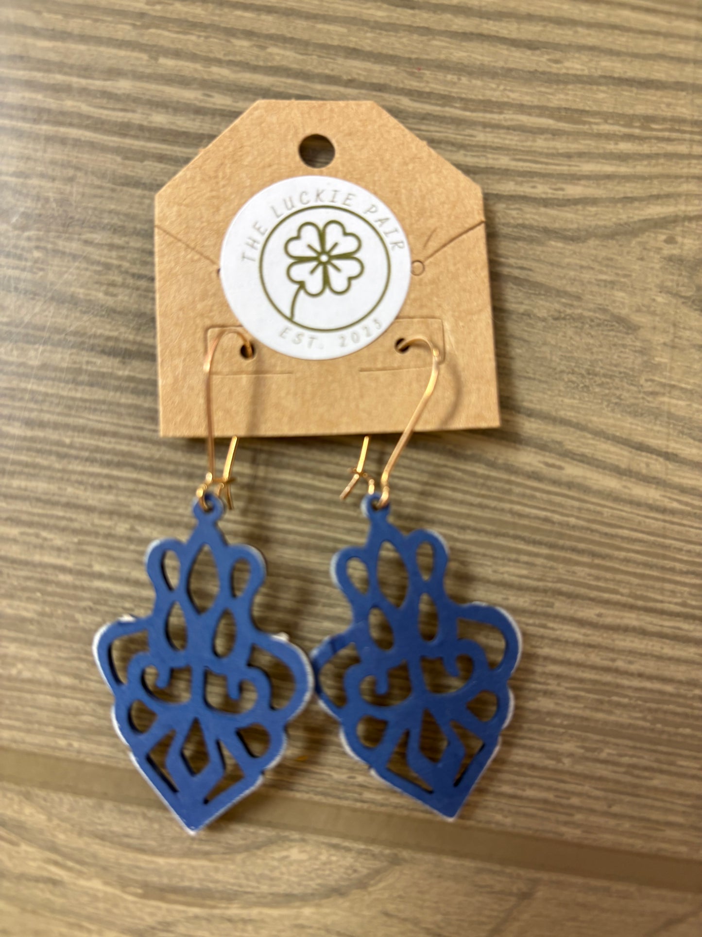 EARRINGS: WOODEN ROYAL BLUE
