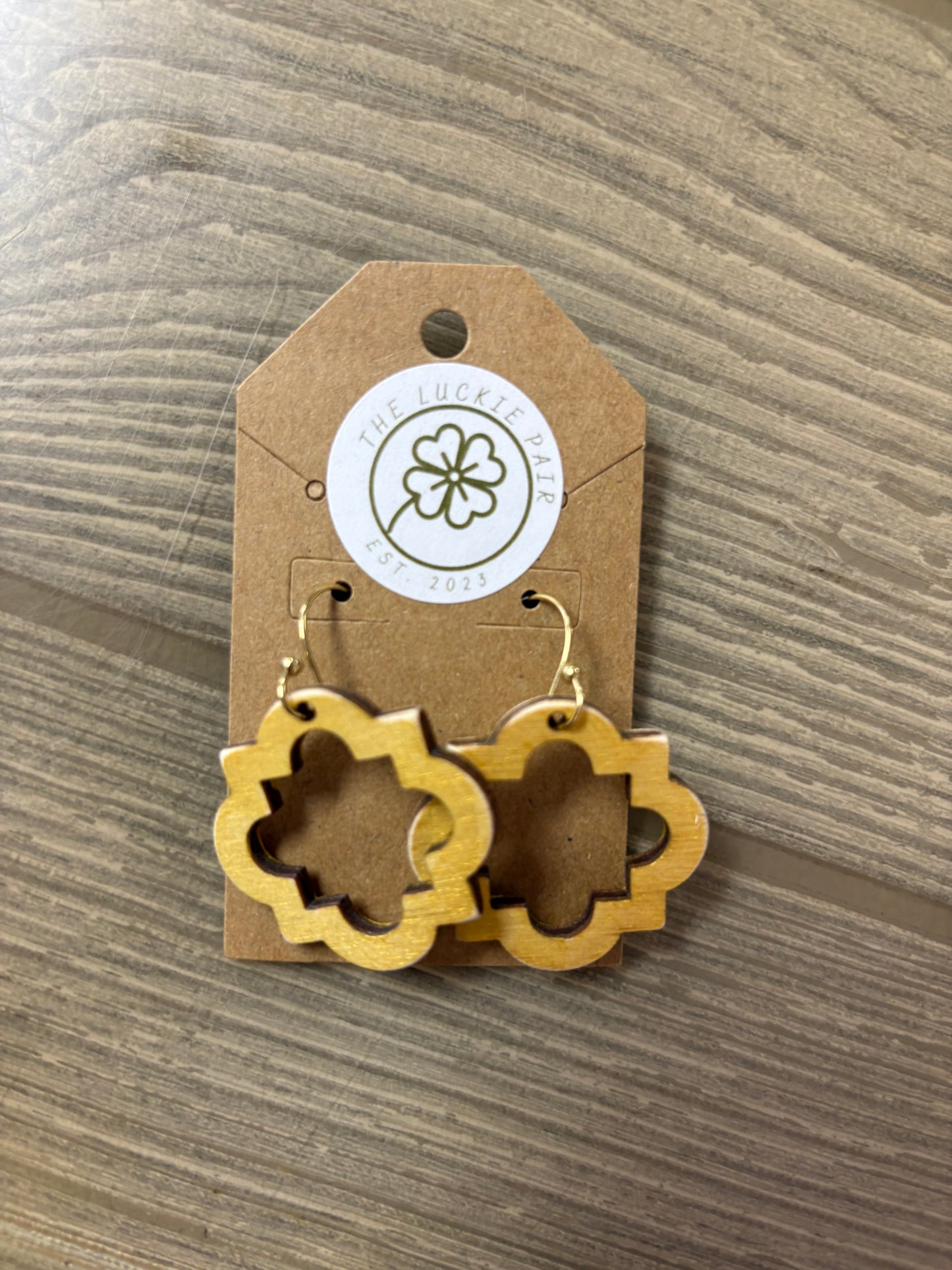 EARRINGS: WOOD YELLOW DANGLES