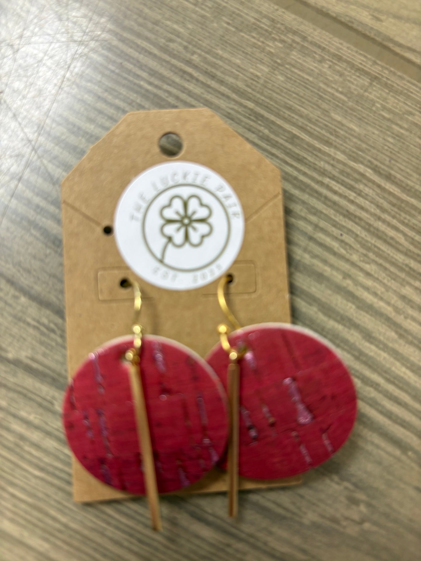 EARRINGS: RED LEATHER & GOLD