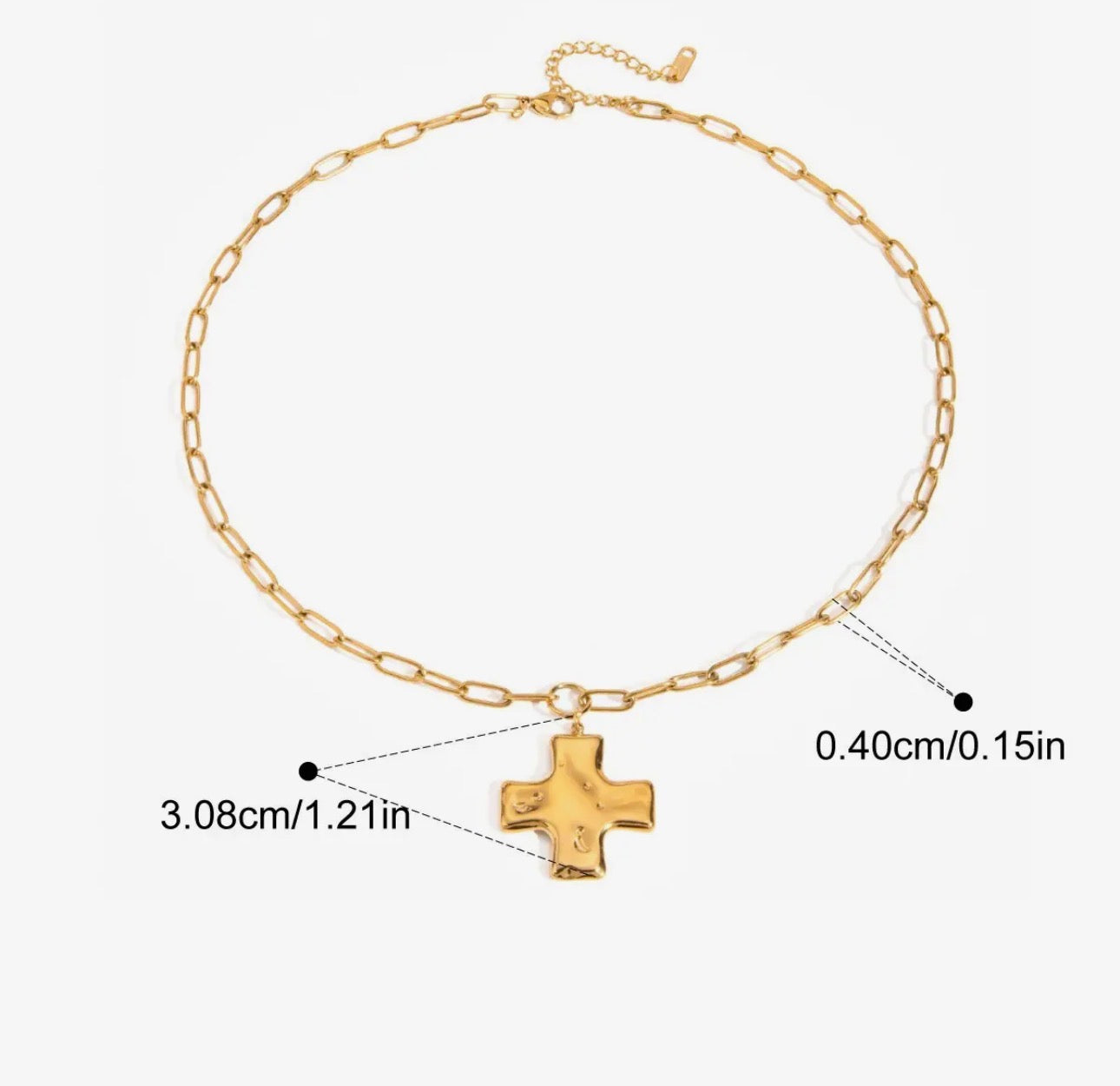 18K STAINLESS STEEL TARNISH FREE CROSS NECKLACE-GOLD