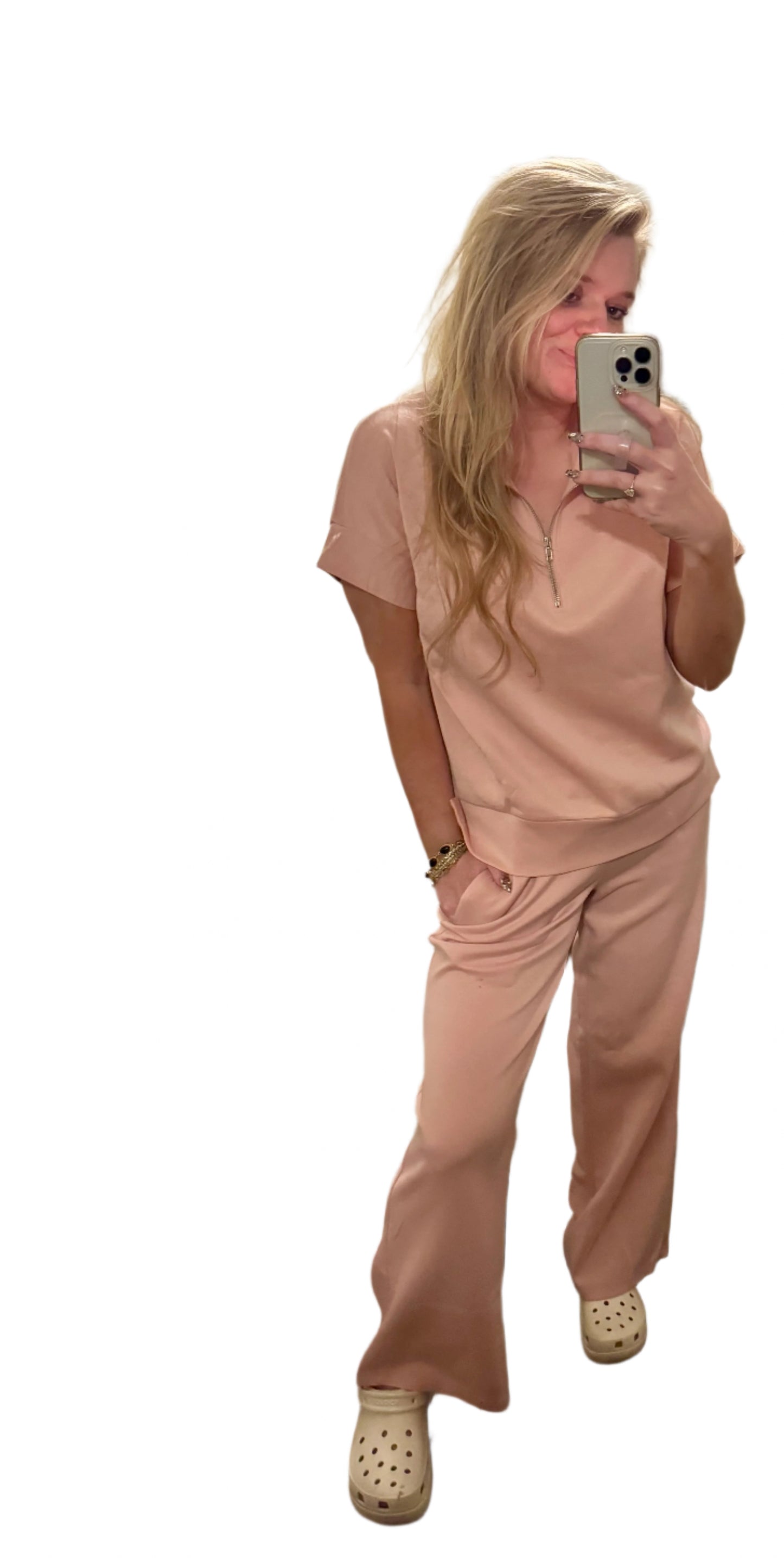 SHORT SLEEVE QUARTER ZIP TOP & PANTS
