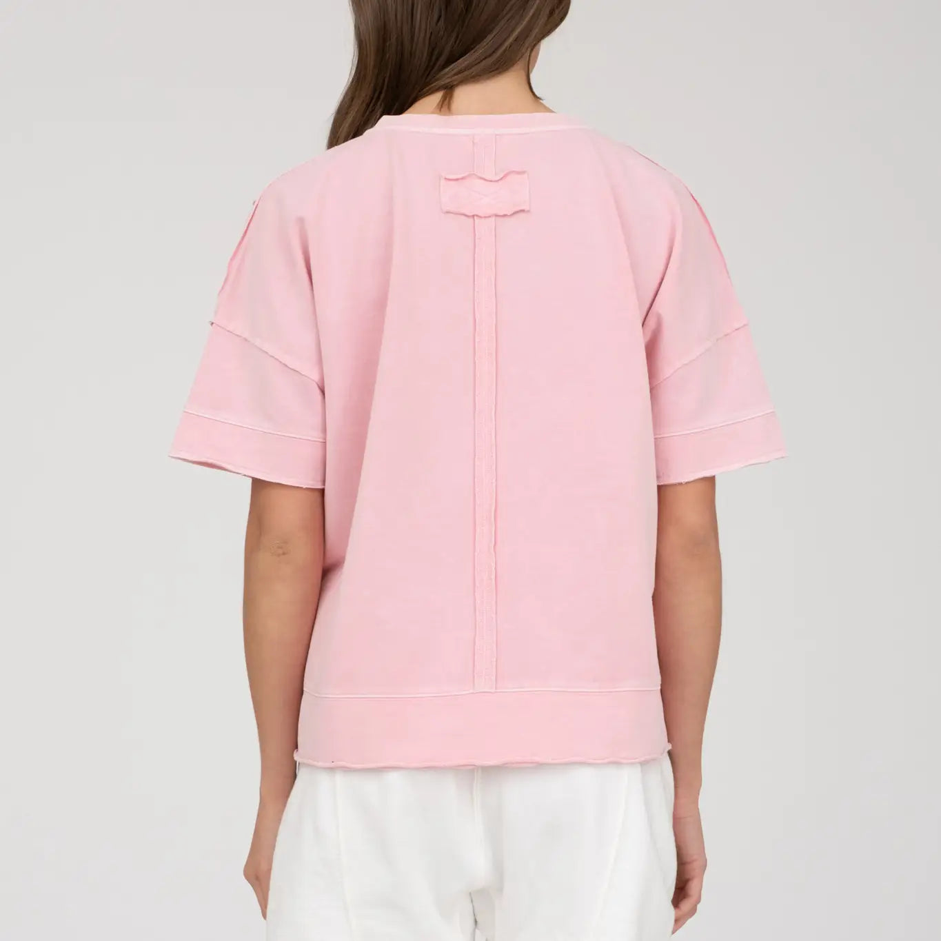 WASHED PATCHWORK KNIT TOP