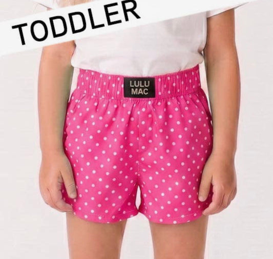 LULU MAC PINK WITH WHITE POLKA DOTS