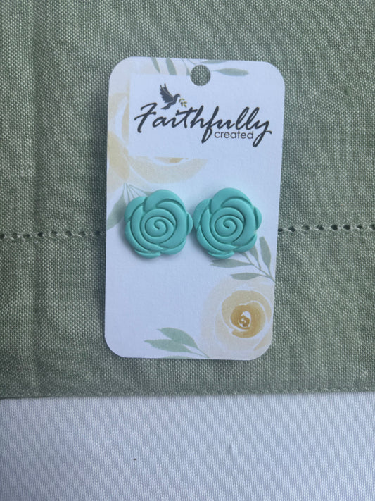 EARRINGS:TEAL ROSE