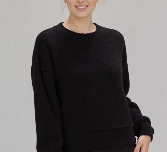 TEXTURED KNIT OVERSIZED TOP