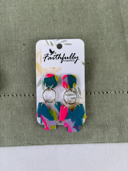 Earrings:MULTI COLORED DANGLES