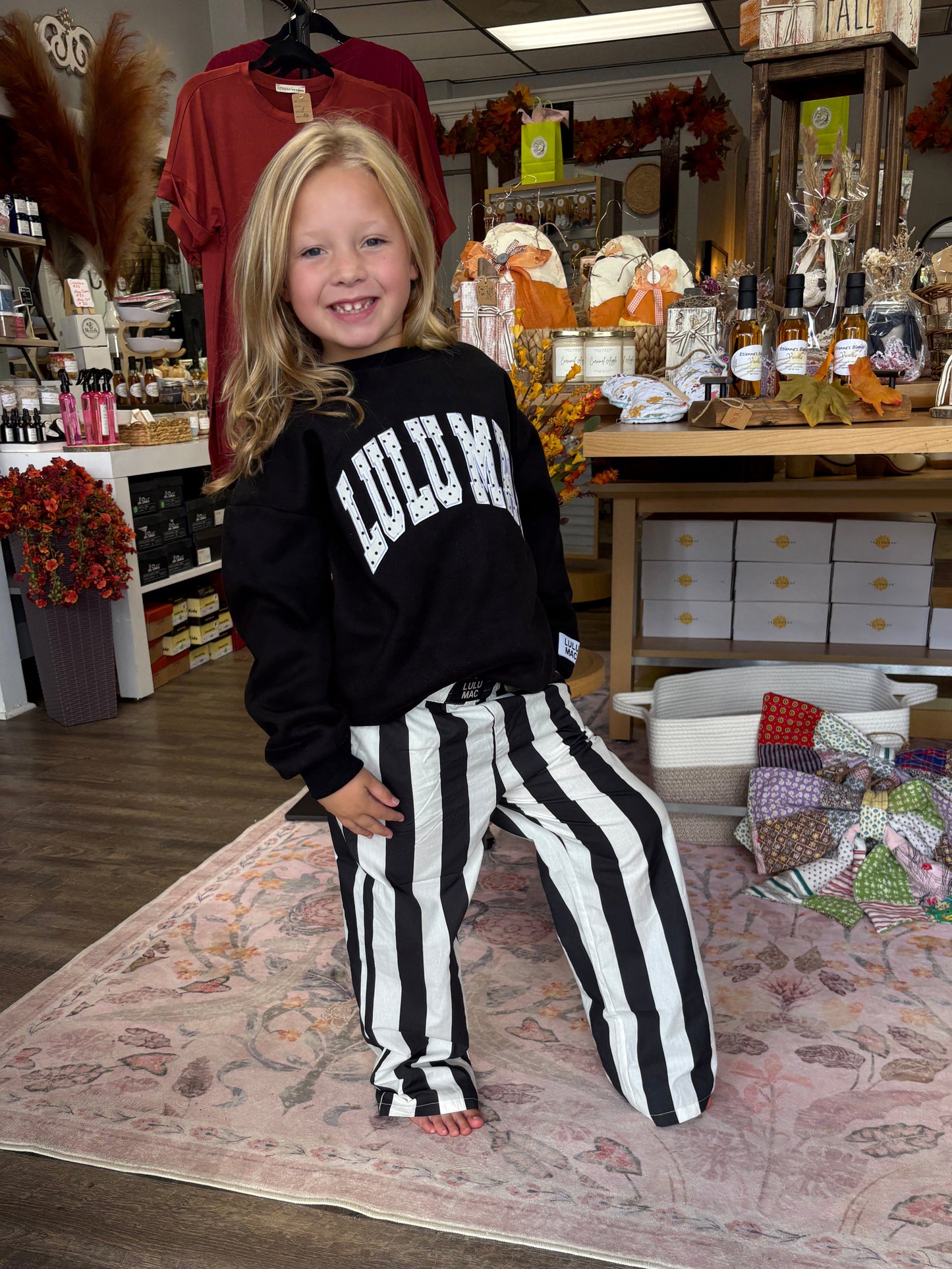 LULU MAC DARBY BLACK STRIPED PANTS