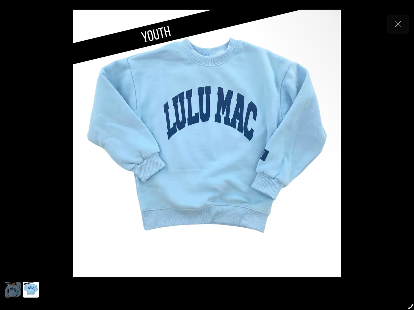LULU MAC LIGHT BLUE WITH NAVY PUFF SWEATSHIRT YOUTH