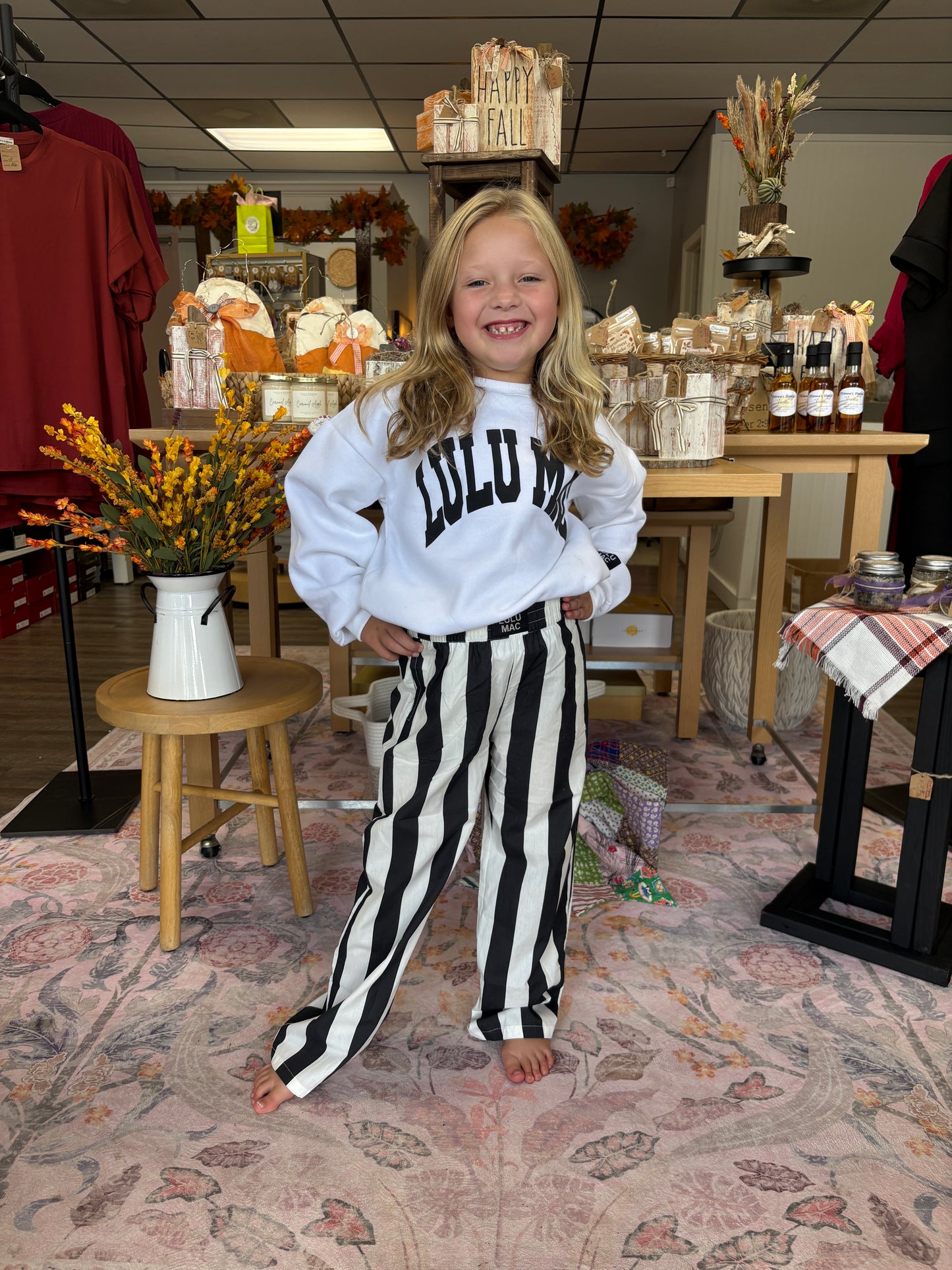 LULU MAC DARBY BLACK STRIPED PANTS
