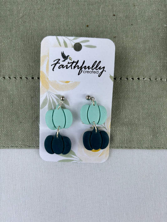 EARRINGS: TEAL & SAGE PUMPKINS