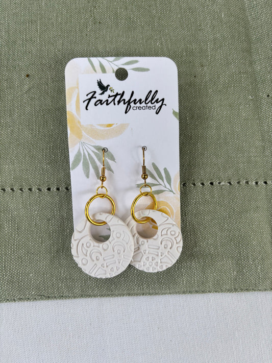 EARRINGS:BONE COLORED CIRCLE DANGLES