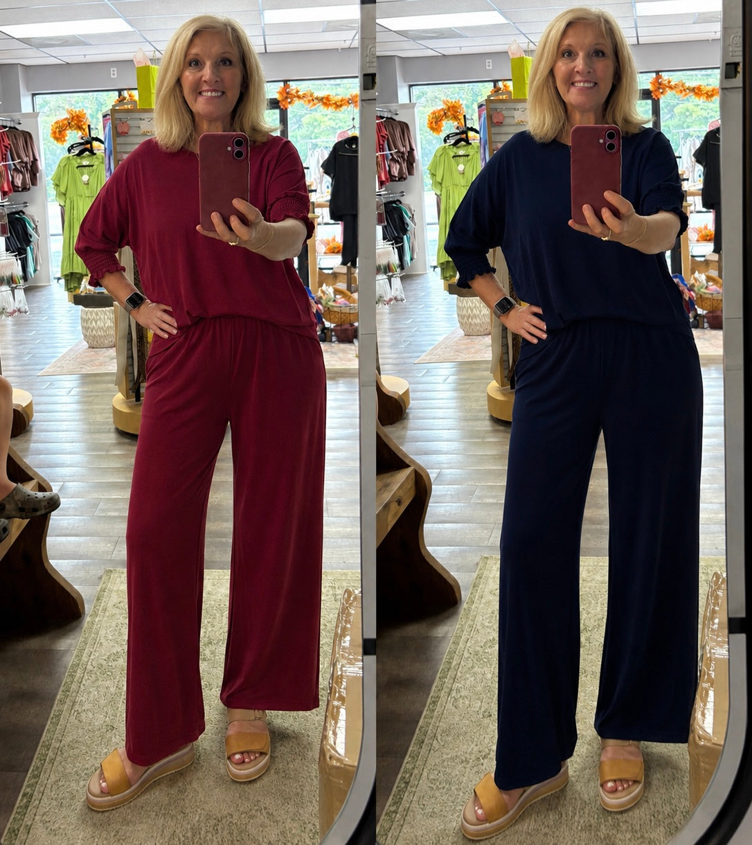 2 PIECE PONCHO TOP & RELAXED FIT FLOWY PANT SET