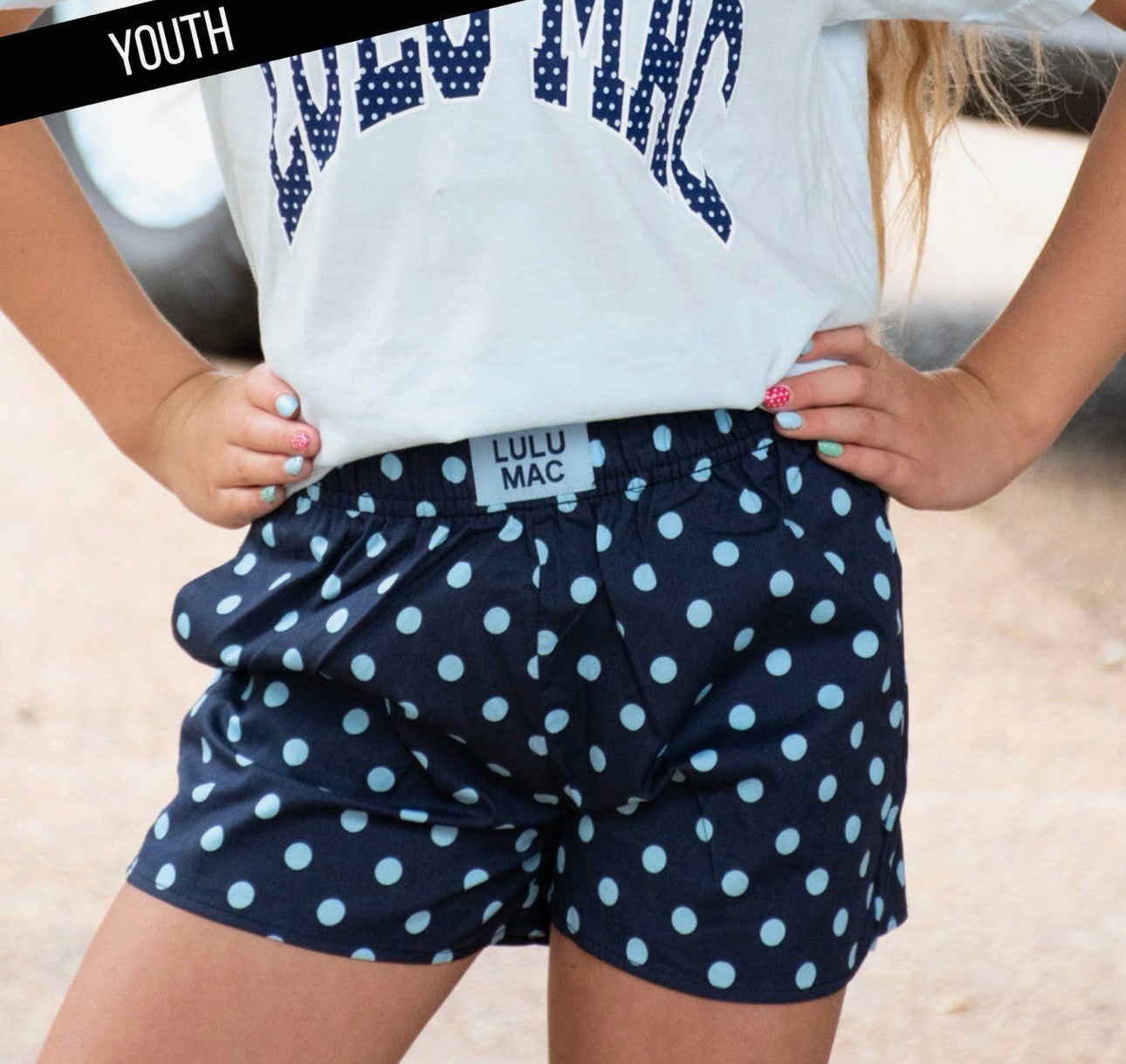 LULU MAC NAVY/LIGHT BLUE POLKA DOT SHORT