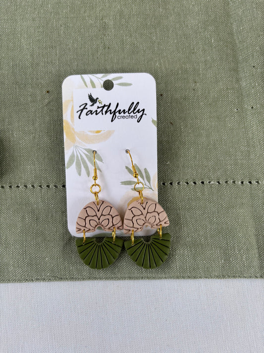EARRINGS:OLIVE & TAN DANGLES