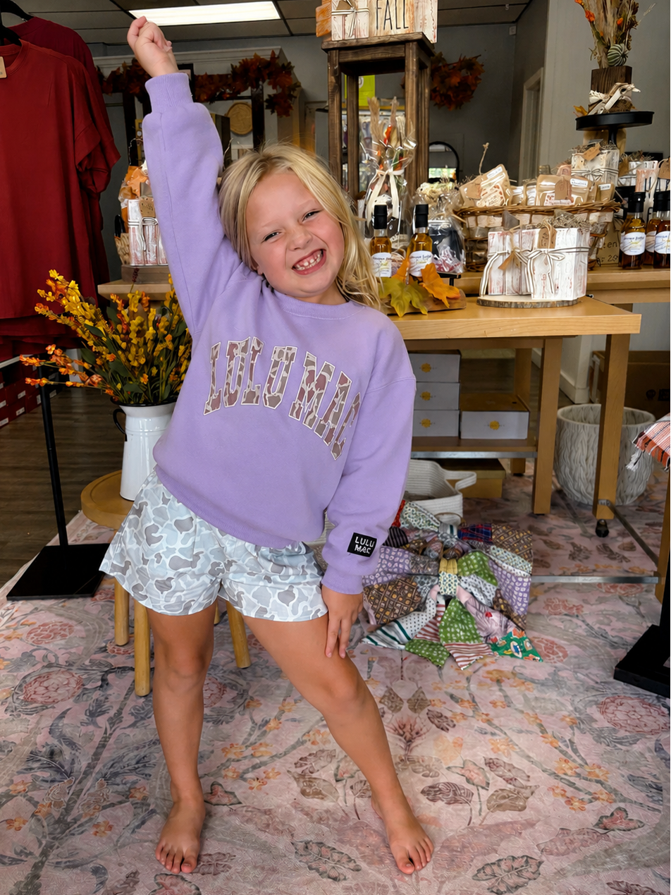 LULU MAC CAMO LAVENDER SWEATSHIRT YOUTH