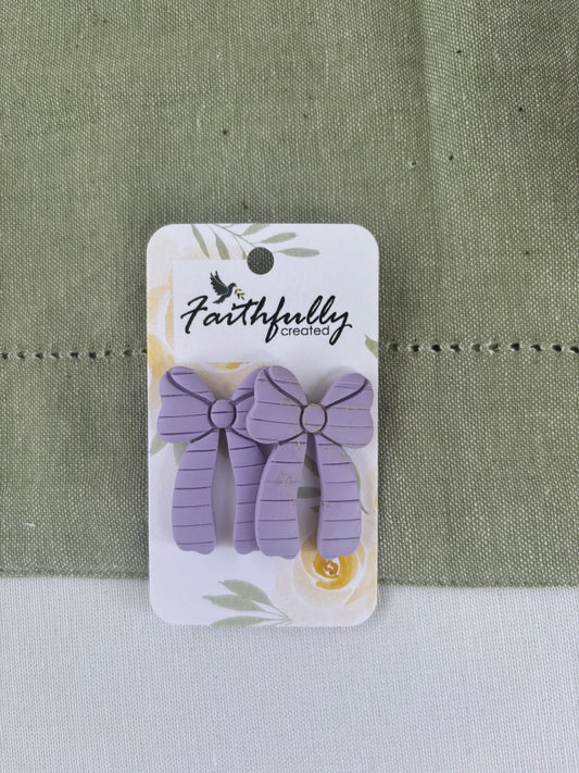 EARRINGS:PURPLE BOWS