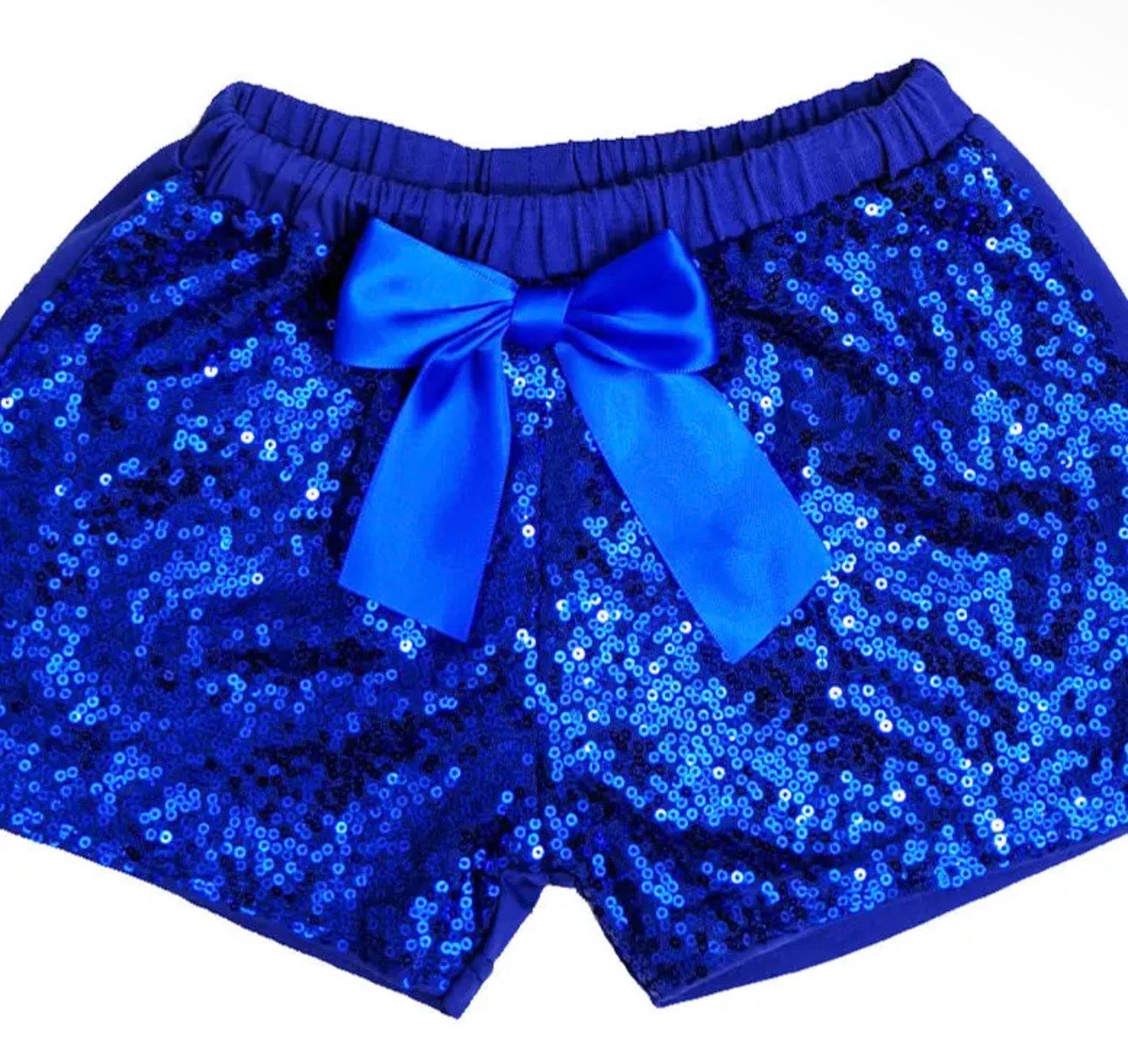 ROYAL BLUE SEQUIN BOW SHORTS