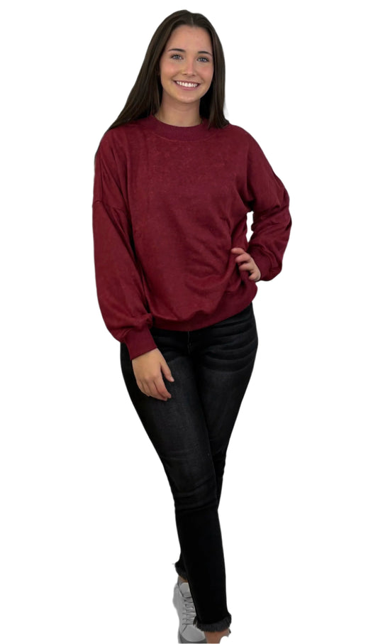 DROP SHOULDER CREW NECK SWEATSHIRT (RED)