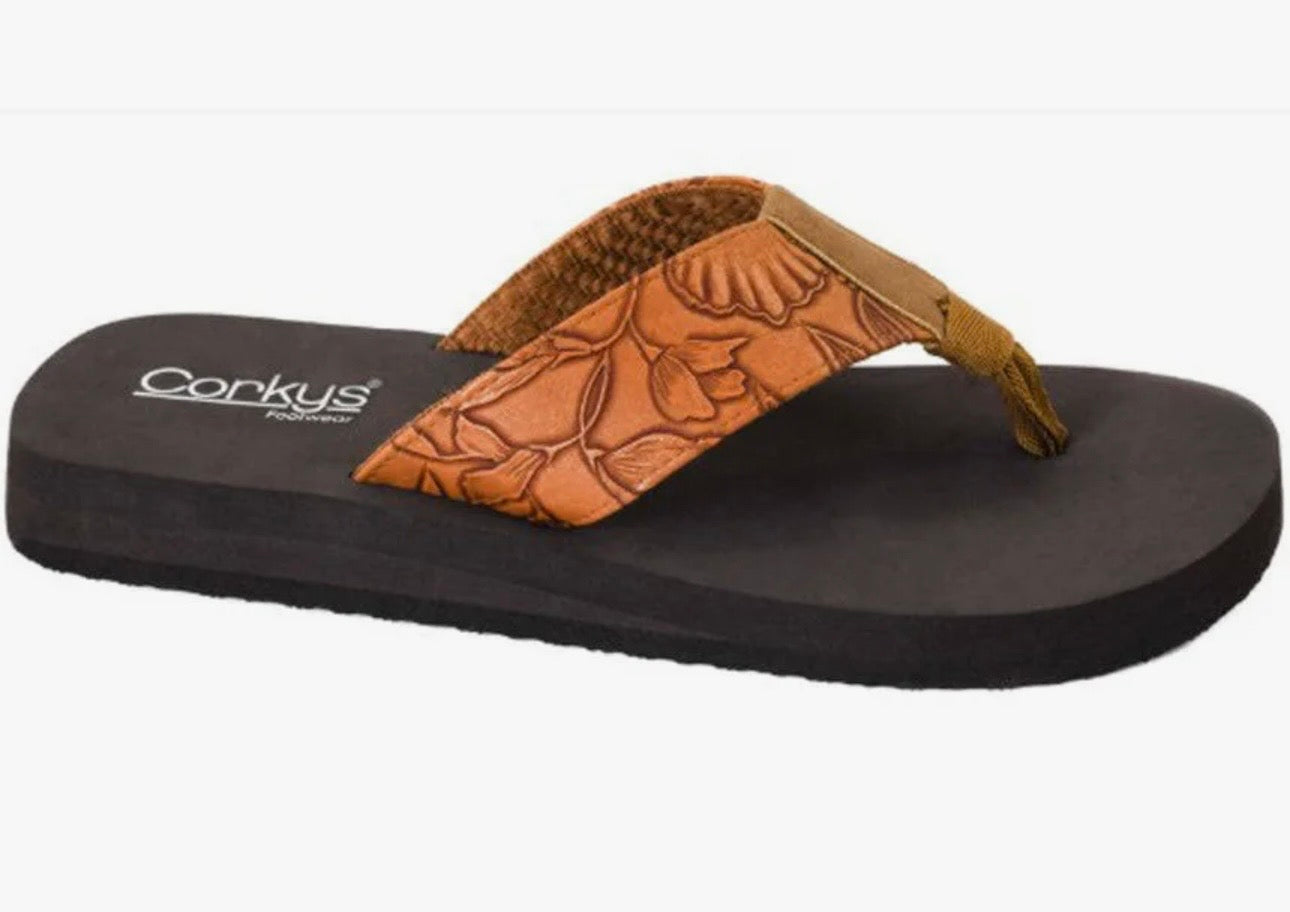 CORKYS SUMMER BREAK FLOWER EMBOSS FLIP FLOP