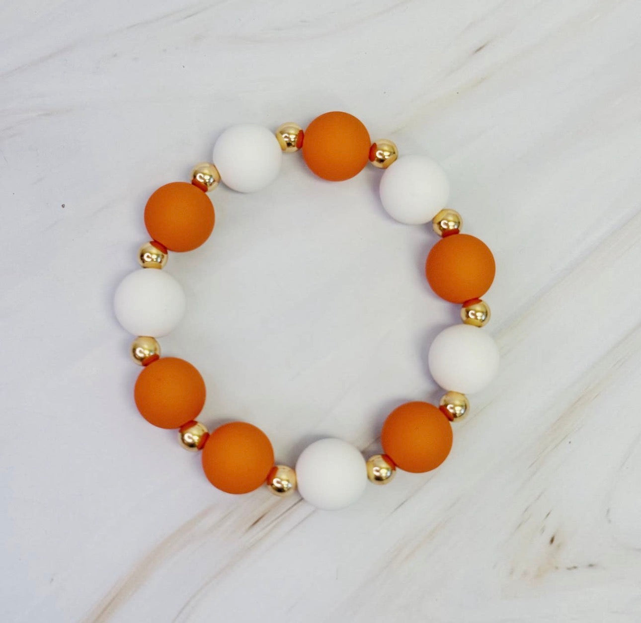 ORANGE & WHITE BEADED BRACELET