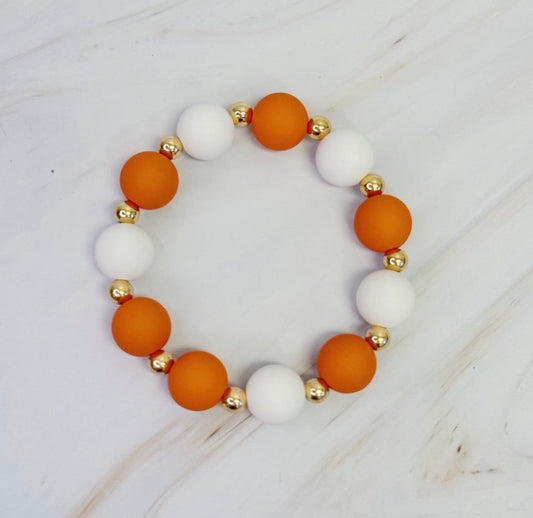 ORANGE & WHITE BEADED BRACELET