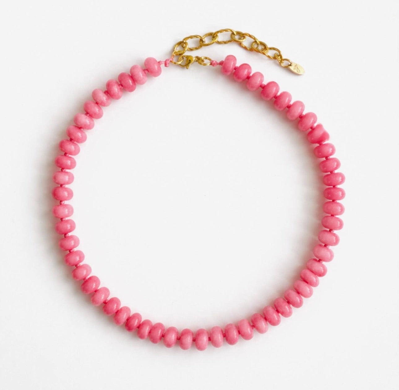 REFINED PINK JADE STONE BEAD NECKLACE