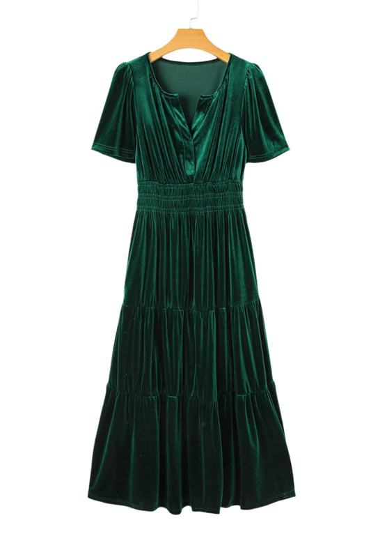 Emerald Green Velvet Maxi Dress