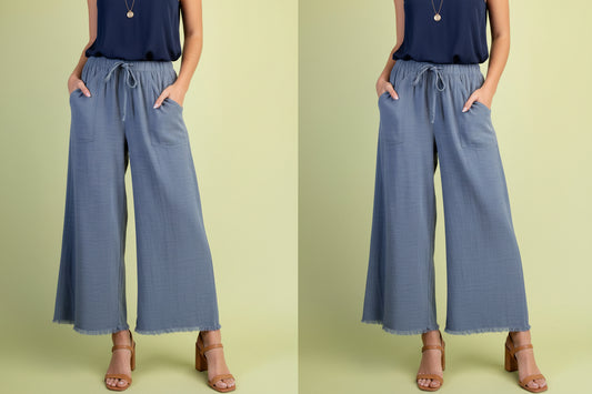 BREEZY FRAYED HEM PANTS