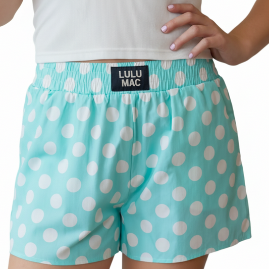 CHALKY MINT POLKA DOT LULU MAC BOXER SHORT