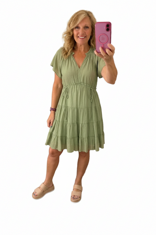 FRESH PICKED GREEN TIRED DRESS