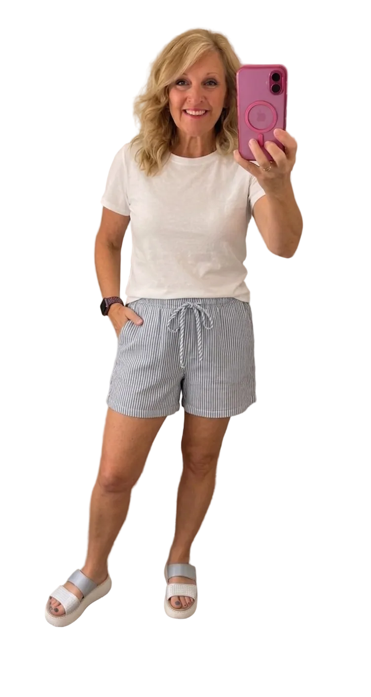 STRIPED COSTAL DRAWSTRING SHORTS