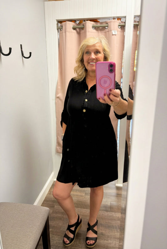 COLLARED SHORT DRESS WITH POCKETS