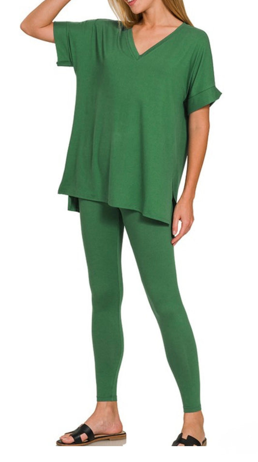 BRUSHED MICROFIBER SET DARK GREEN