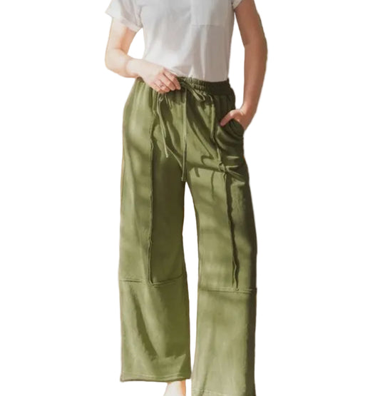 ACID WASHED PANTS: OLIVE