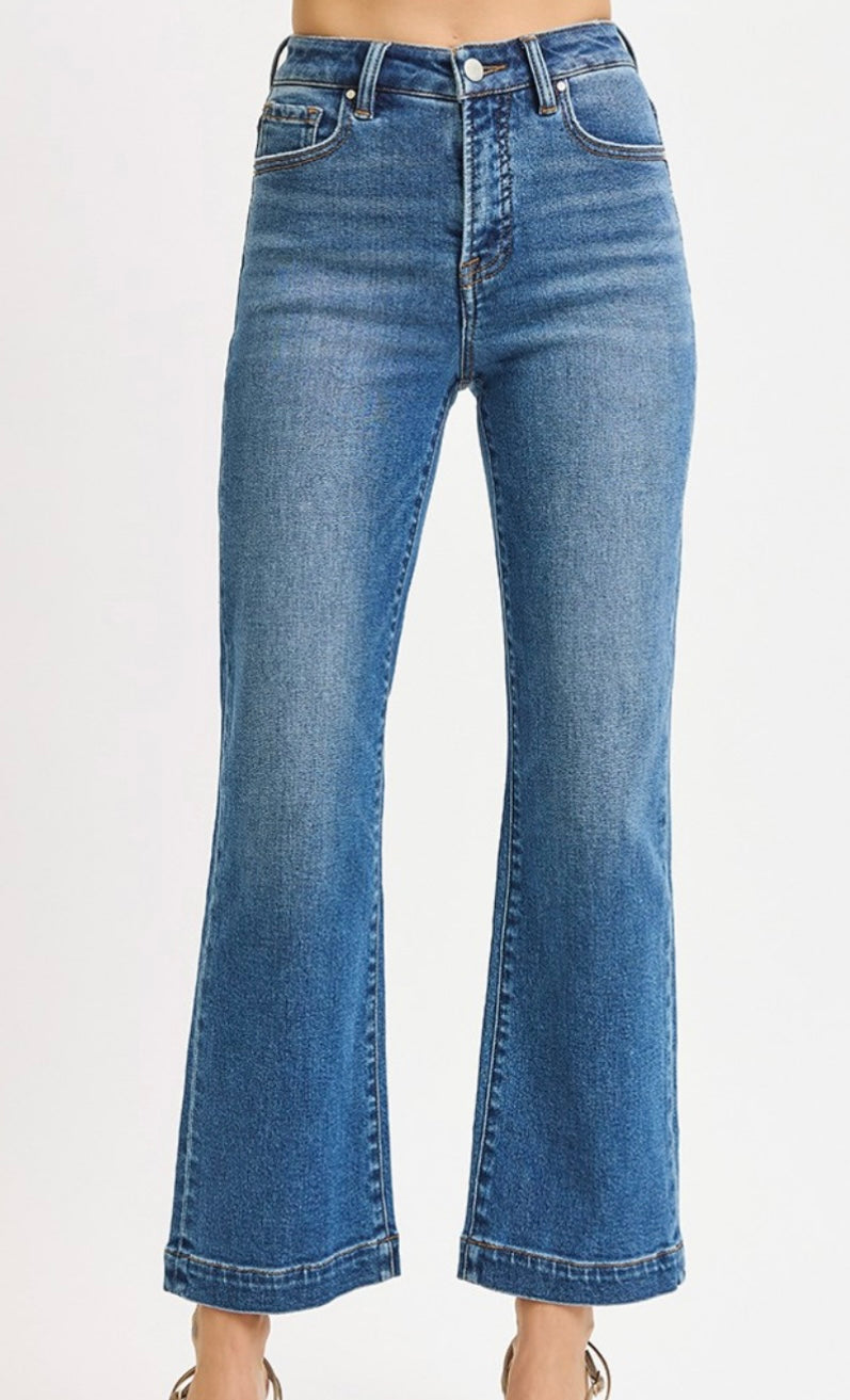 RISEN TUMMY CONTROL HIGH RISE CROP STRAIGHT JEANS