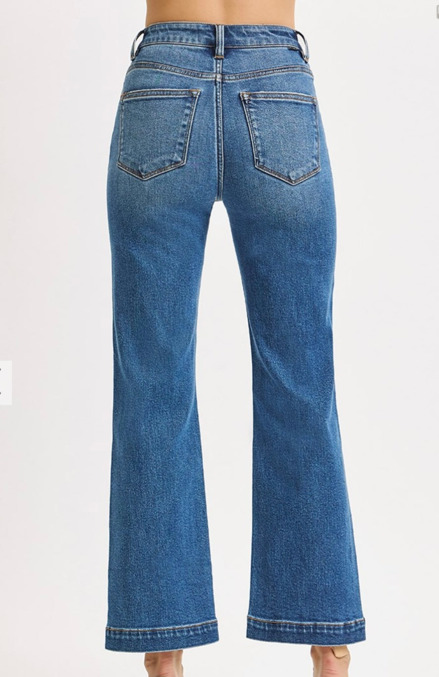 RISEN TUMMY CONTROL HIGH RISE CROP STRAIGHT JEANS