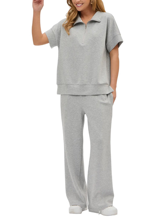 SHORT SLEEVE QUARTER ZIP SET