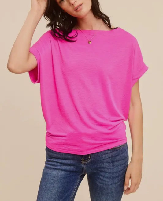 KNOCKOUT FUSCHIA DOLMAN SLEEVE TOP