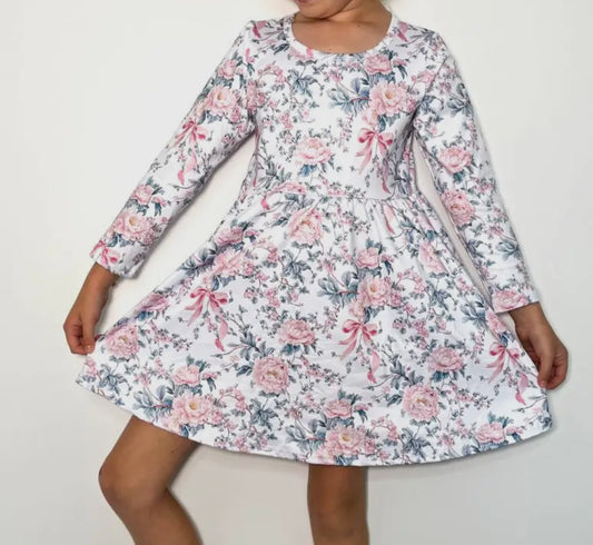 PINK & WHITE FLORAL-DRESS